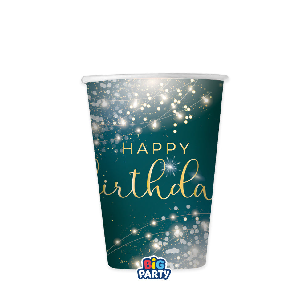 big party big party bicchiere carta happy birthday glamour 250 cc cf 6 pz ean 8020834766165