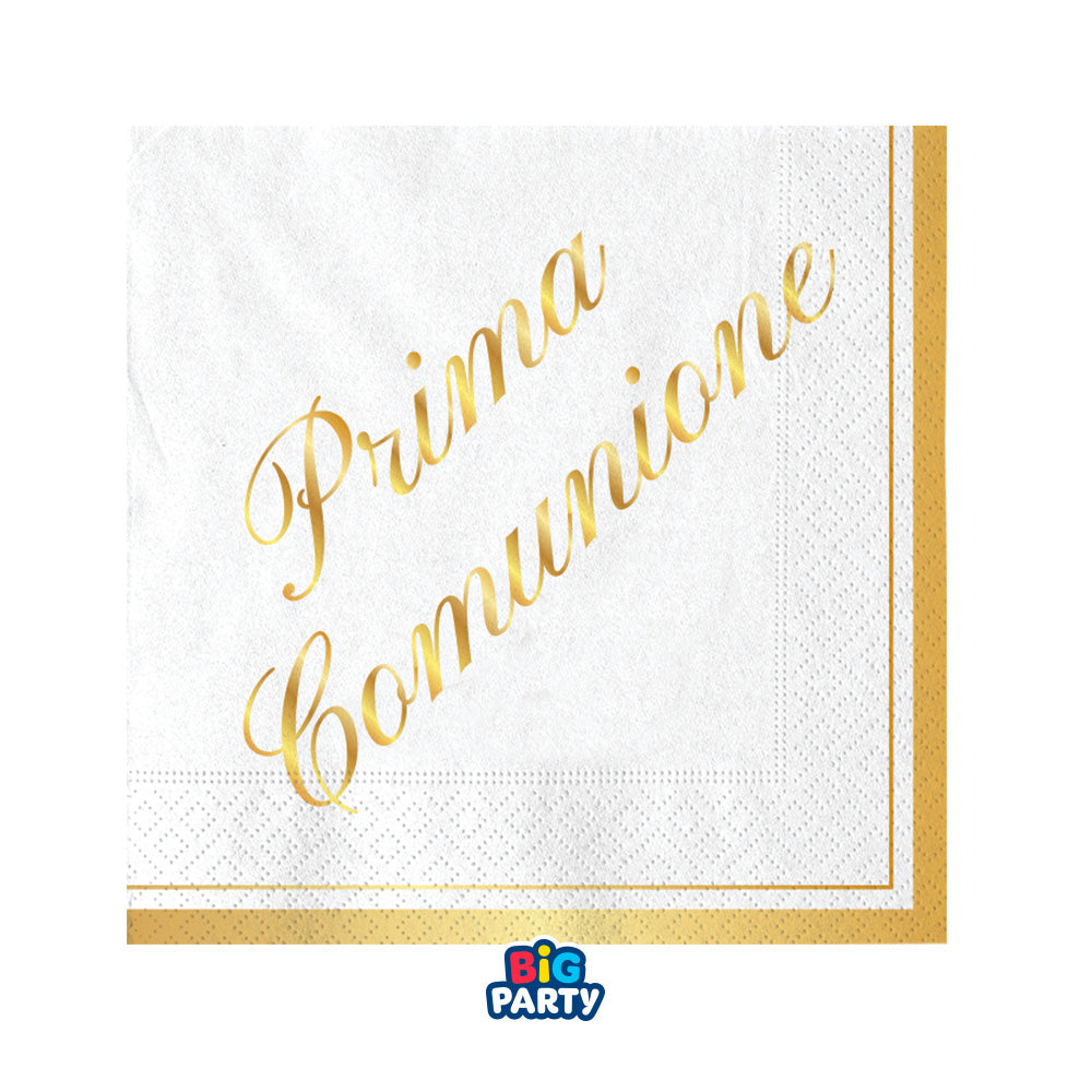 big party big party tovaglioli carta prima comunione 25 x 25 cm cf 16 pz bianco oro ean 8020834767575