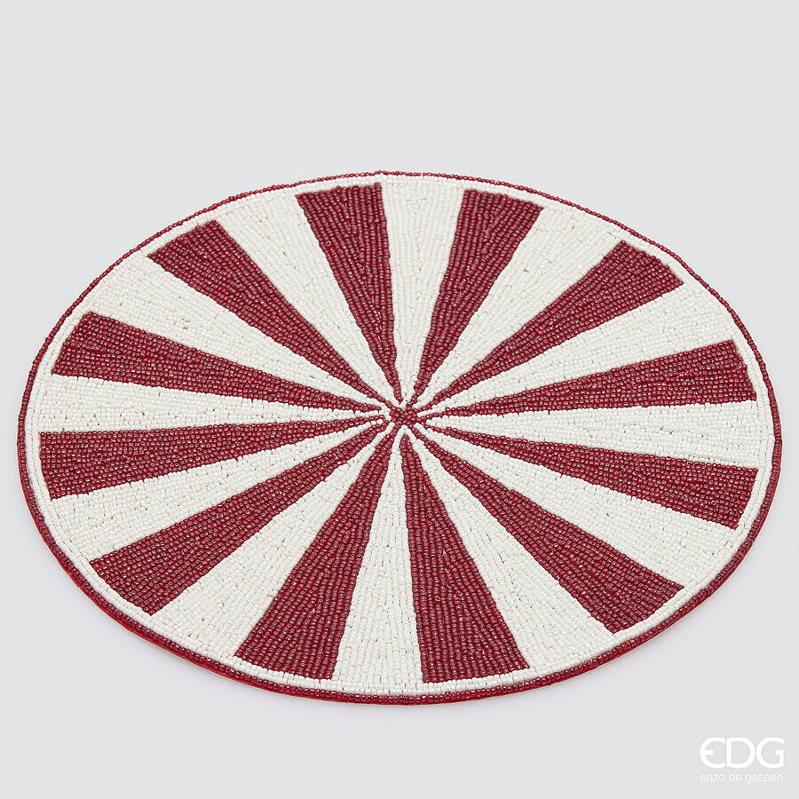 EDG Enzo De Gasperi Dessous-de-Assiette Noel Rayonnant Ø36 cm Blanc Rouge – Décoration Table de Noël