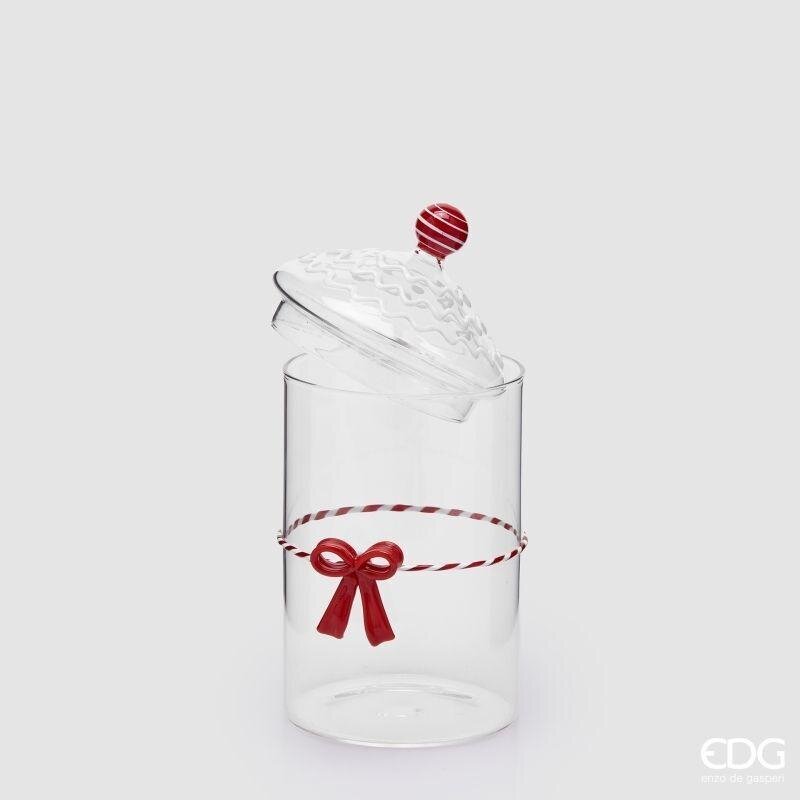 EDG Enzo De Gasperi Boîte Cylindre avec Nœud Rouge H22 Ø10 cm – Décoration de Noël