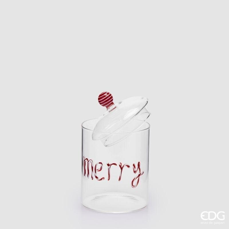 EDG Enzo De Gasperi Récipient Cylindre Merry Christmas Rouge H16,5 Ø10 cm – Décoration de Noël