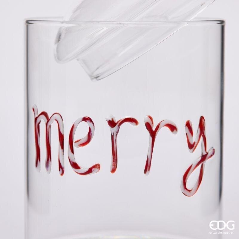 EDG Enzo De Gasperi Récipient Cylindre Merry Christmas Rouge H16,5 Ø10 cm – Décoration de Noël