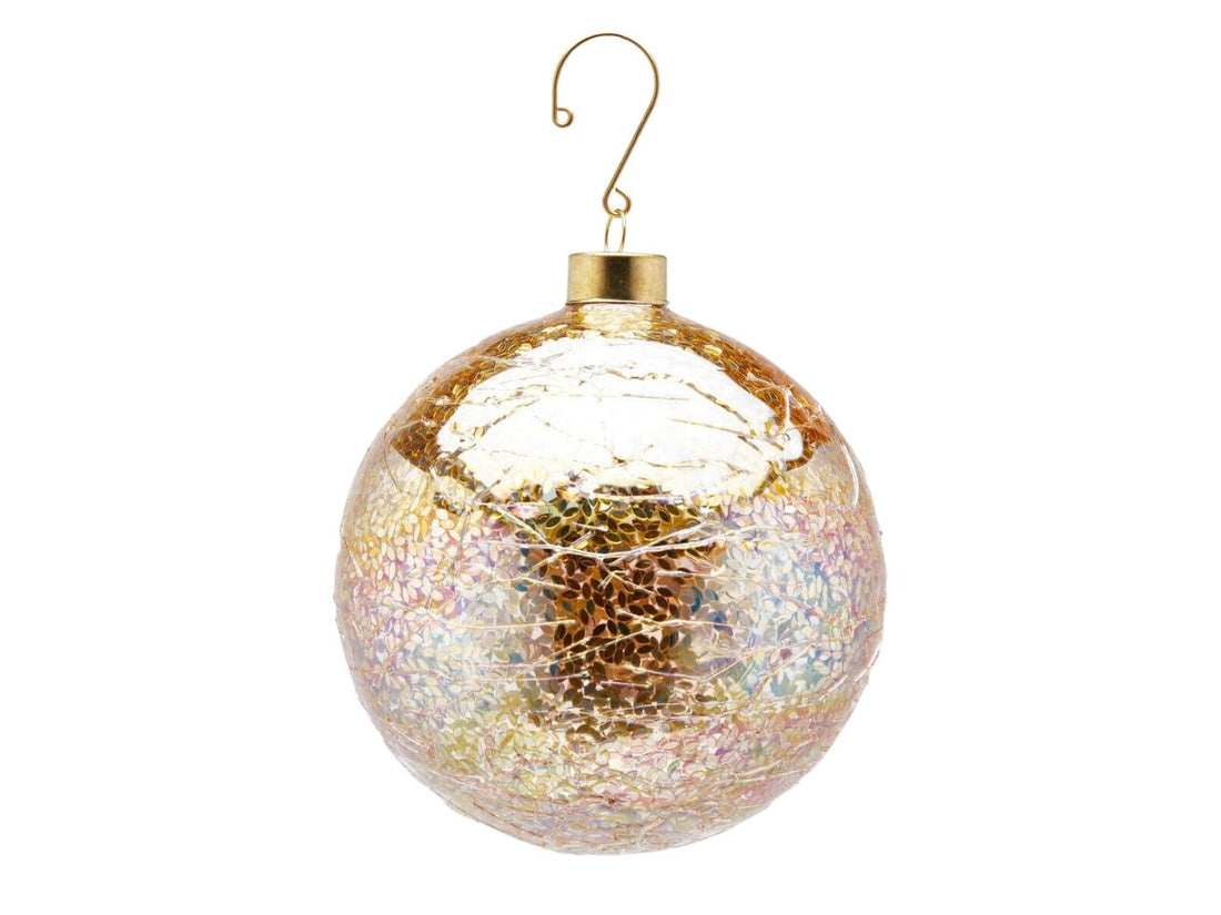 EDG Enzo De Gasperi Pallina di Natale in Vetro Microfoglie Ø10 cm Oro – Addobbo per Albero di Natale