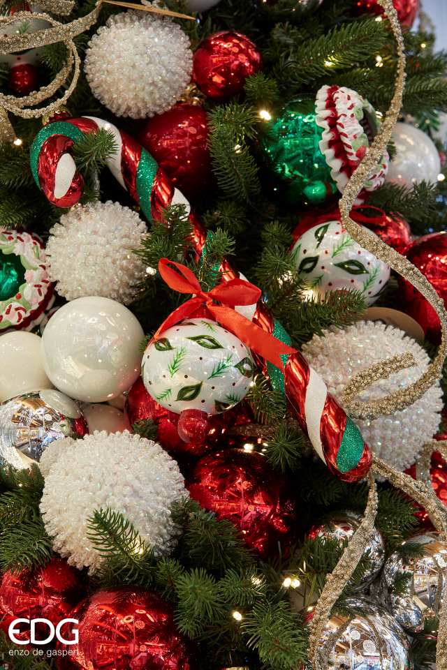 Décoration de Noël EDG Enzo De Gasperi Canne à sucre à suspendre H 39 cm Vert Rouge