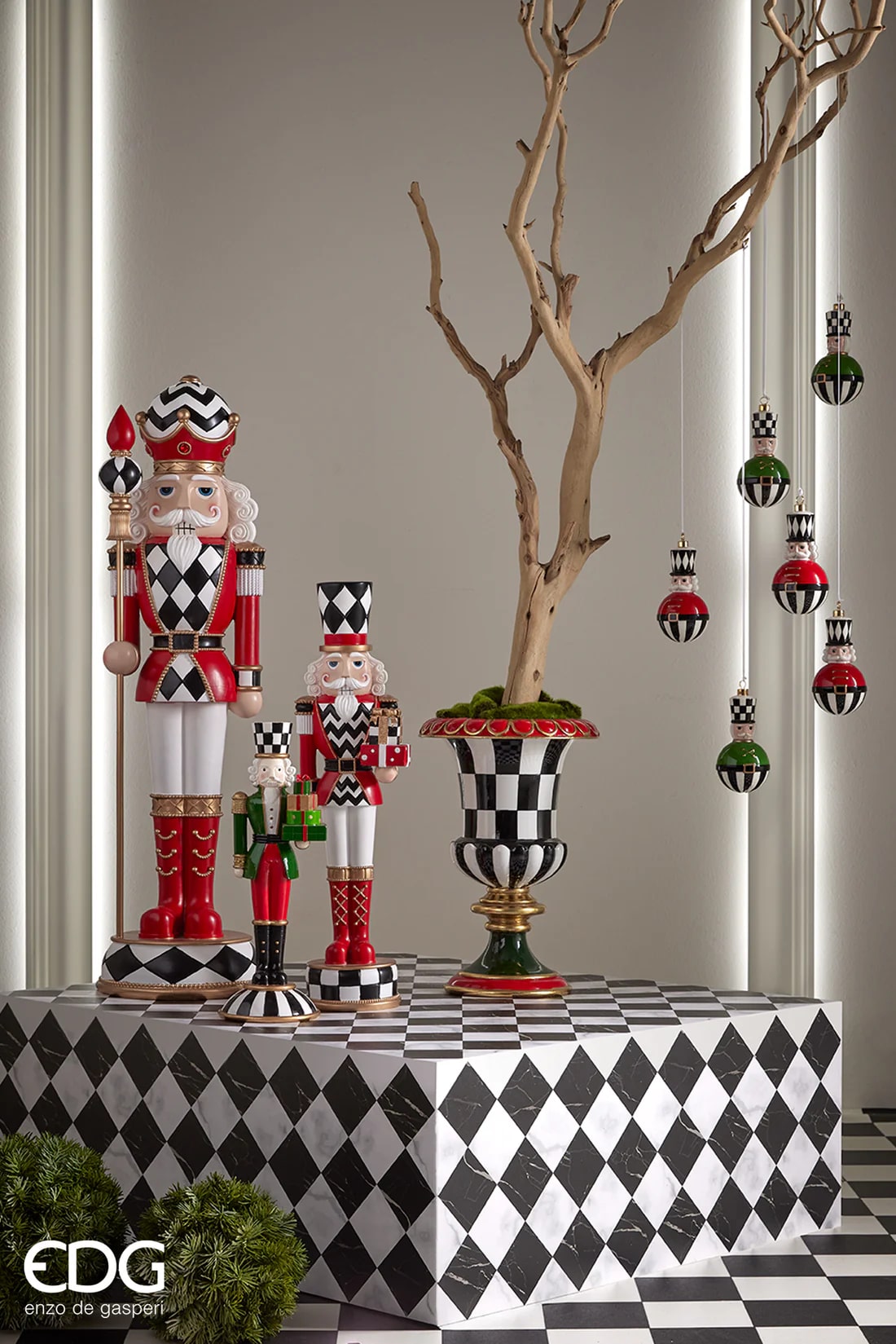 Décoration de Noël EDG Enzo De Gasperi Soldat Échecs H 61 cm Blanc Rouge