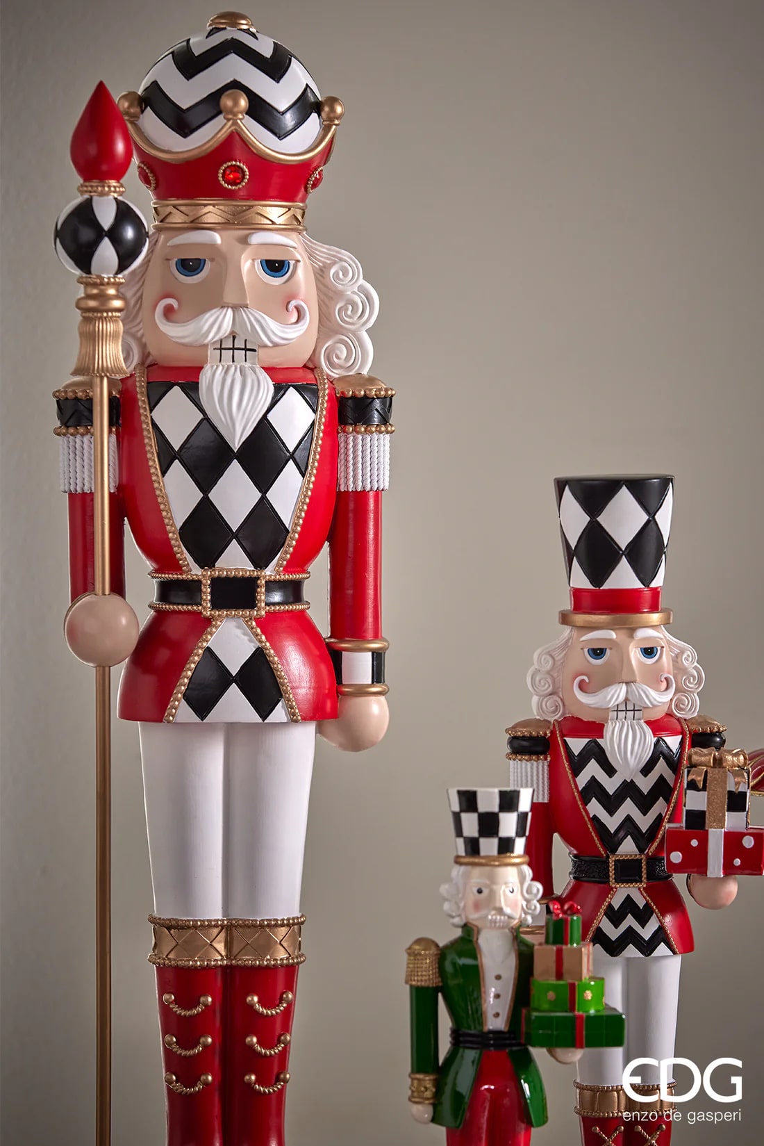 Décoration de Noël EDG Enzo De Gasperi Soldat Échecs H 61 cm Blanc Rouge