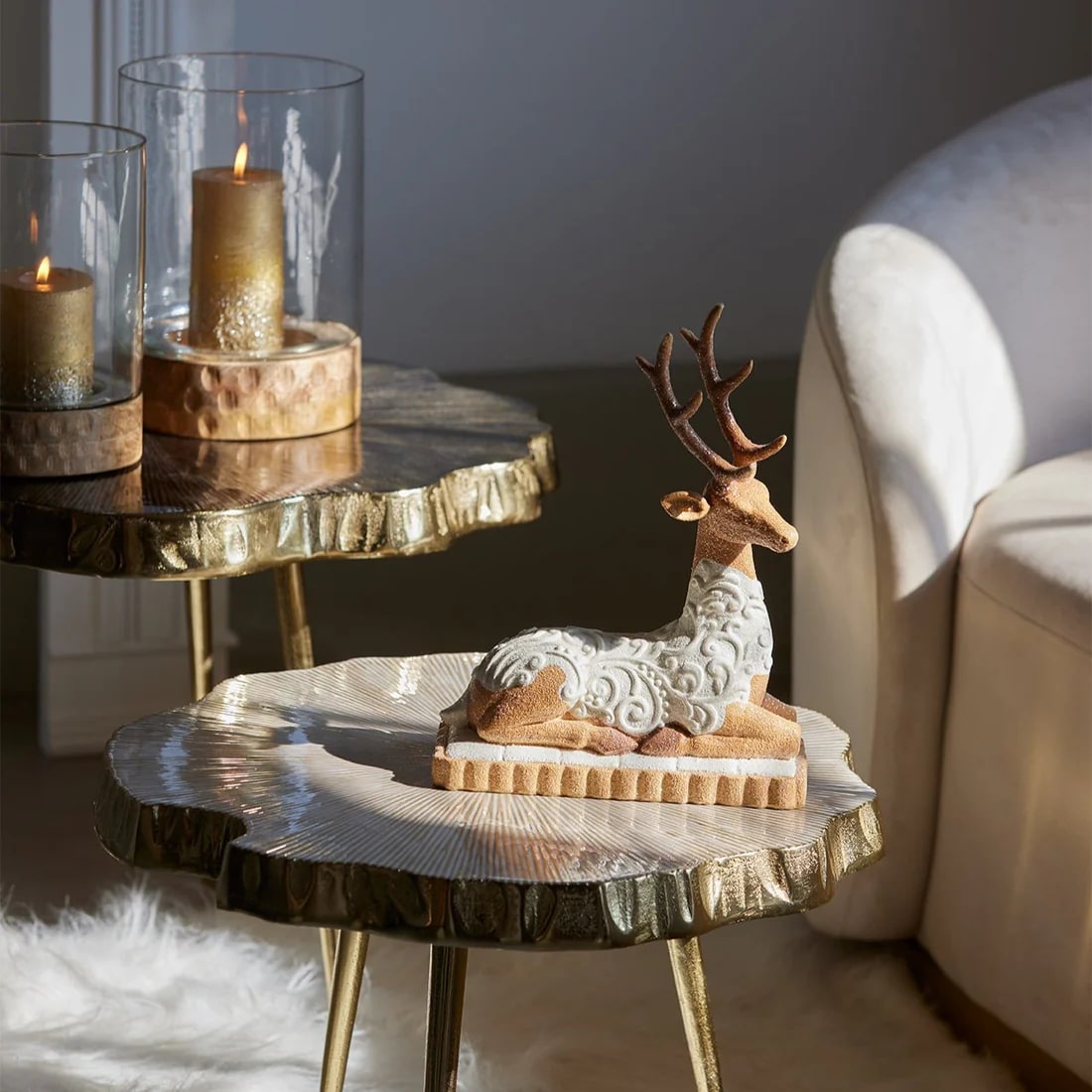 EDG Enzo De Gasperi Décoration de Noël Renne Massepain H 31 Cm L 23 cm L 11,5 Cm Noisette