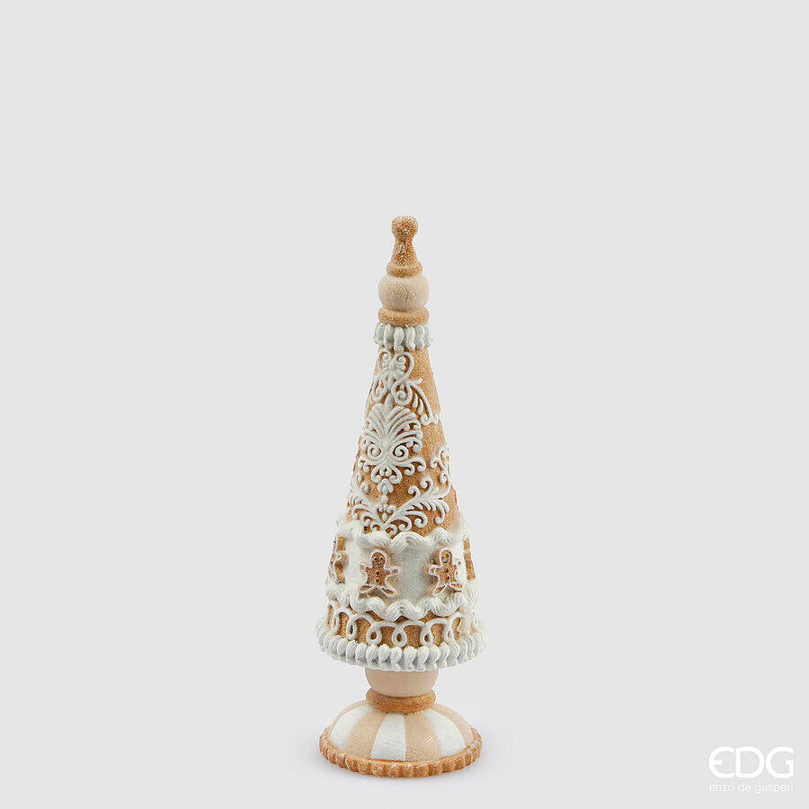 Décoration de Noël EDG Enzo De Gasperi Cône en pâte d'amande H 29 cm P 9 cm Noisette