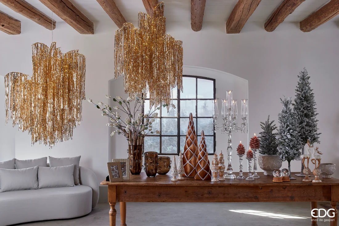 Décoration de Noël EDG Enzo De Gasperi Cône en pâte d'amande H 29 cm P 9 cm Noisette