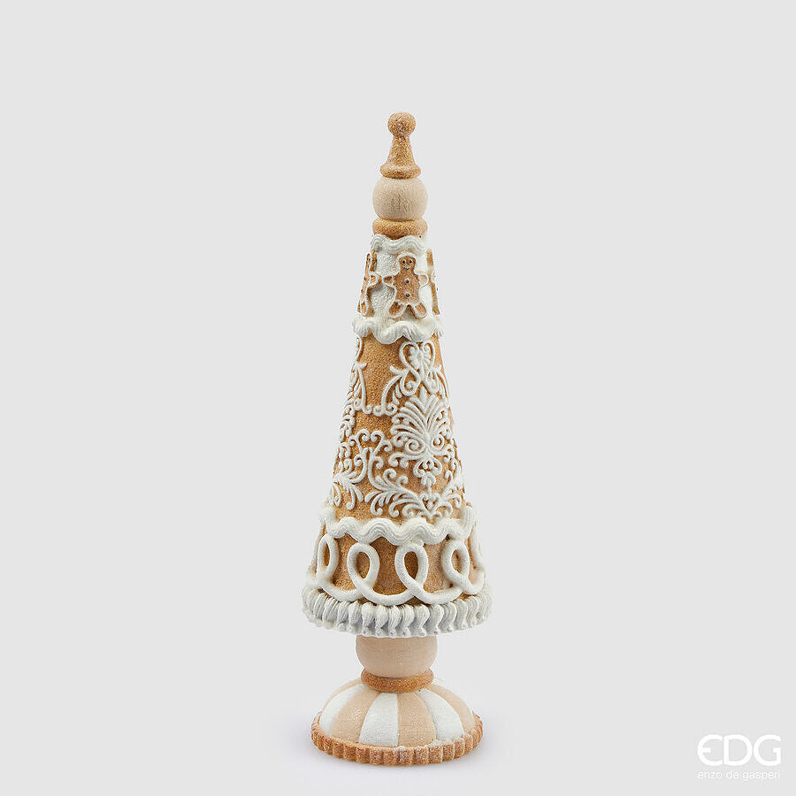 Décoration de Noël EDG Enzo De Gasperi Cône en pâte d'amande H 34 cm P 10 cm Noisette