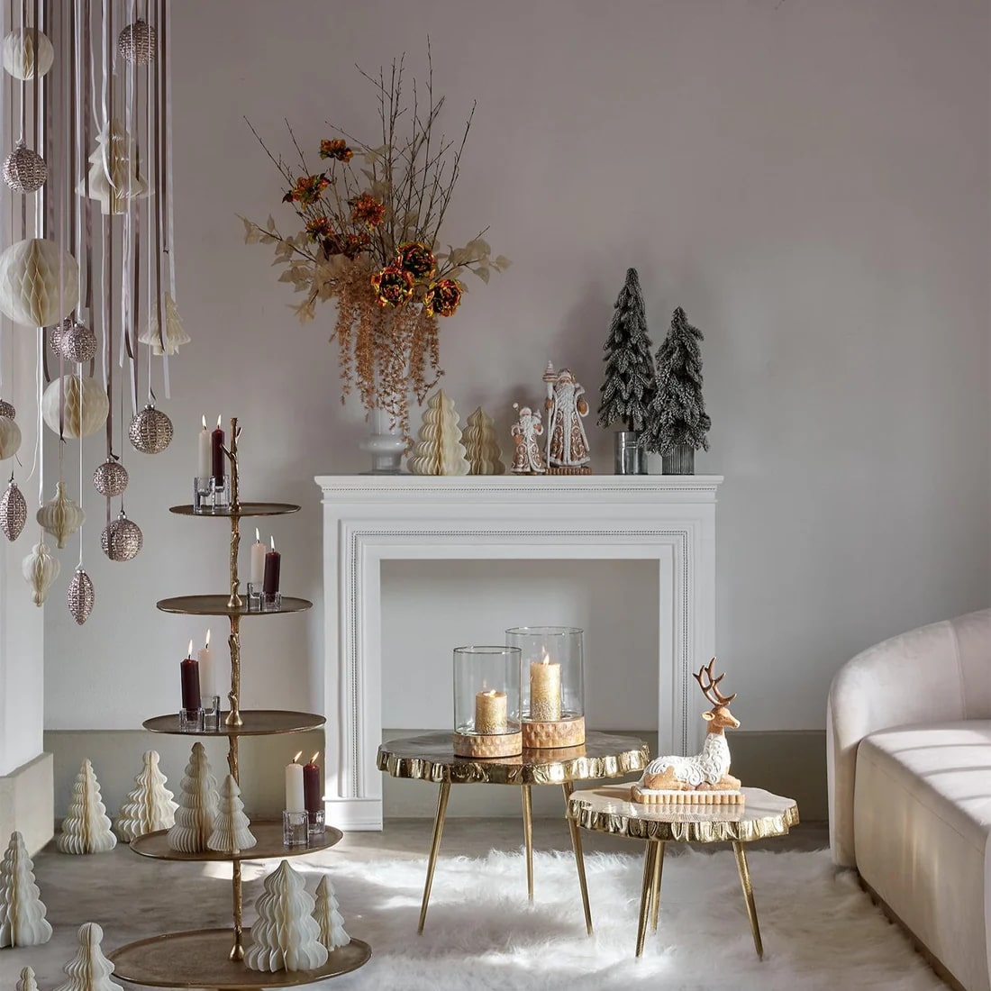 EDG Enzo De Gasperi Décoration de Noël Renne Massepain H 31 Cm L 23 cm L 11,5 Cm Noisette