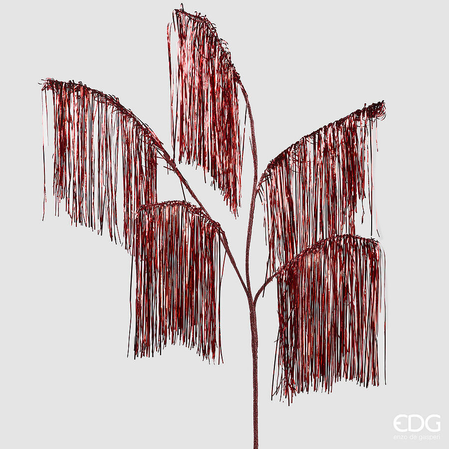 EDG Enzo De Gasperi Christmas Decoration Fringes Branch 5 Branches H 125 Cm Red