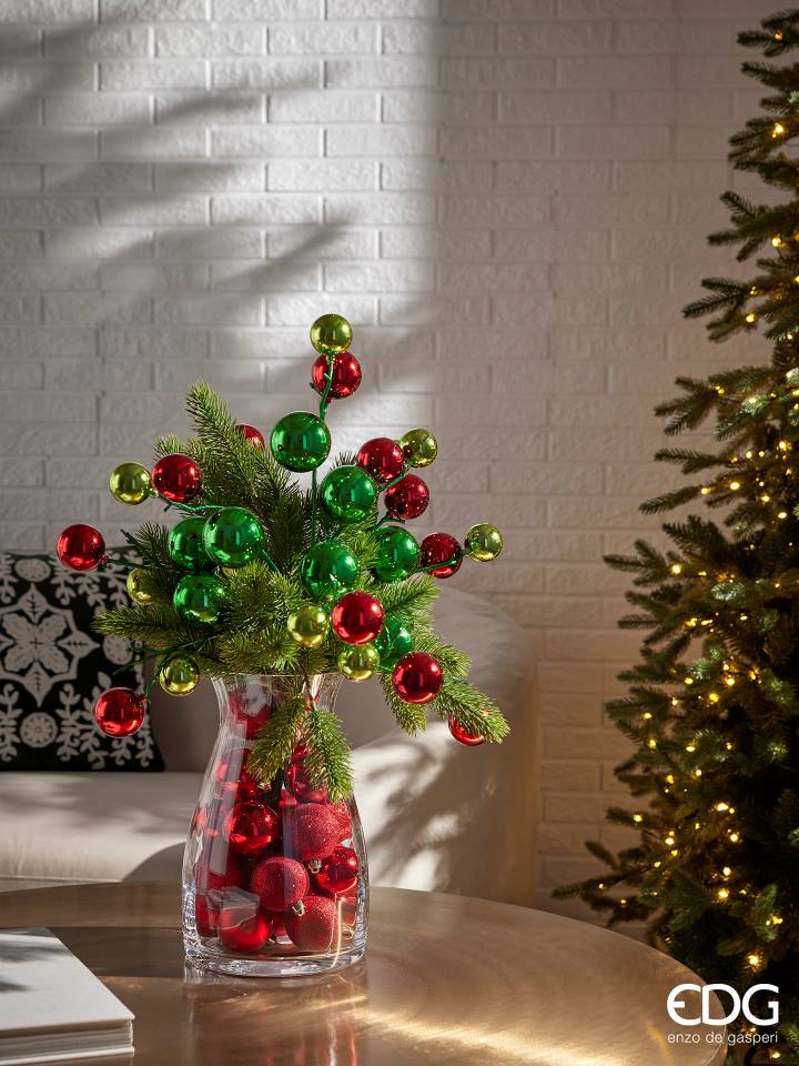 Décoration de Noël EDG Enzo De Gasperi PalleMix Branche X 12 H 53 Cm Vert Rouge