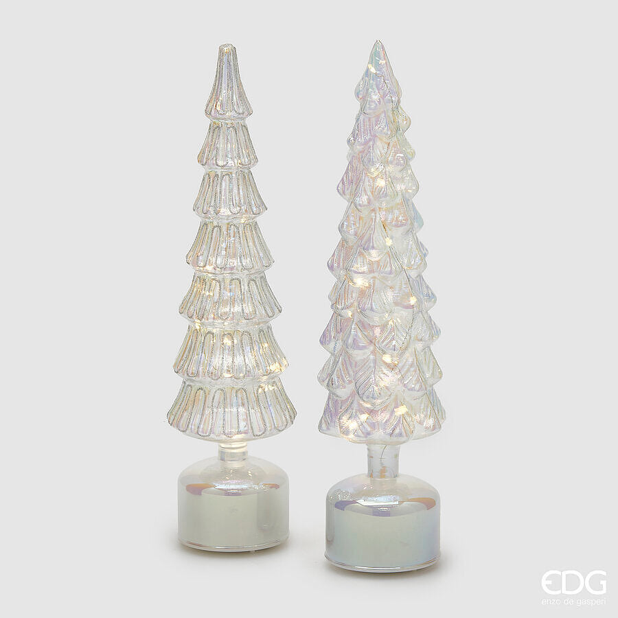 EDG_Enzo De Gasperi Décoration de Noël Pin Torsadé H 40,5 Cm D 9 Cm Mov. Led Argent 1 Pc