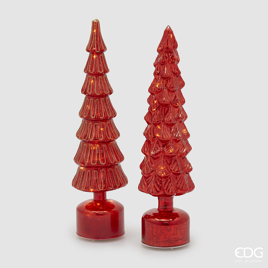 EDG_Enzo De Gasperi Décoration de Noël Pin Torsadé H 40,5 Cm D 9 Cm Mov. LED rouge 1 pièce