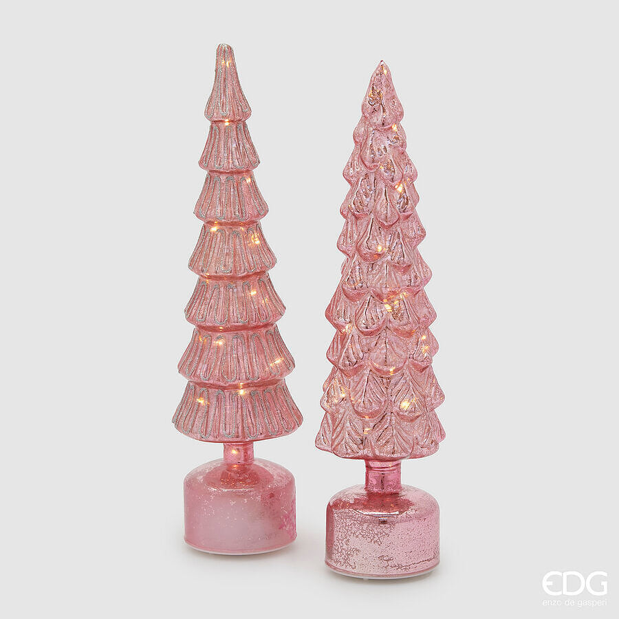 EDG_Enzo De Gasperi Décoration de Noël Pin Torsadé H 40,5 Cm D 9 Cm Mov. Led rose 1 pièce