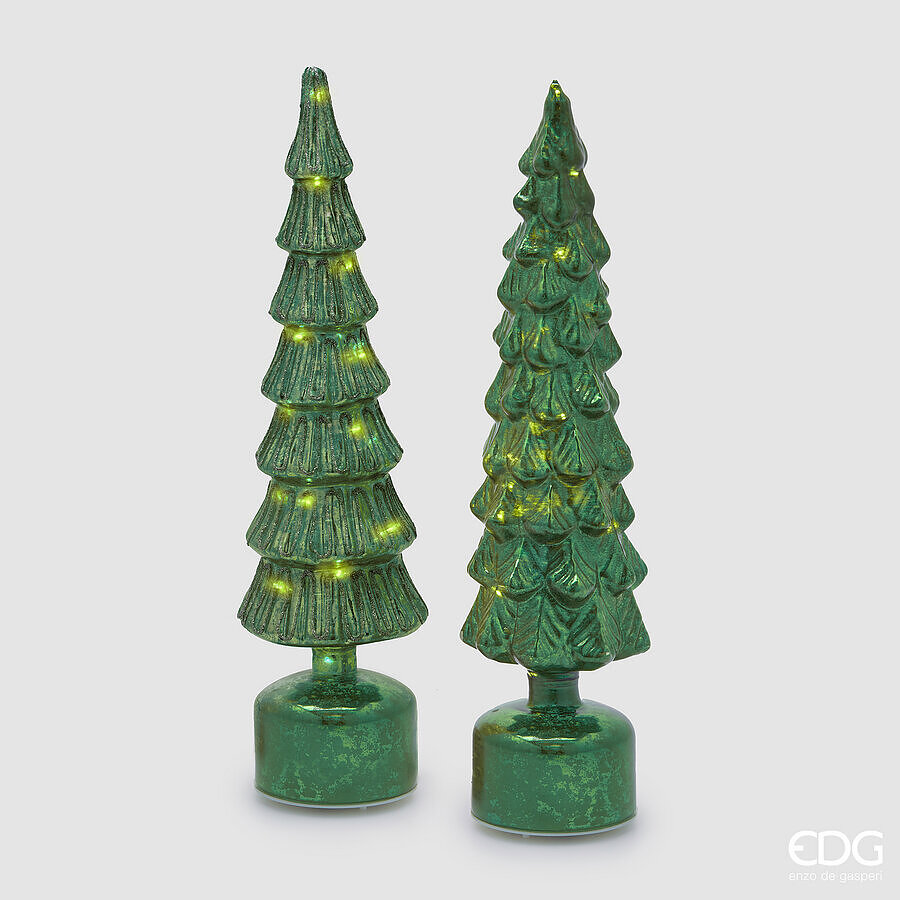 EDG_Enzo De Gasperi Décoration de Noël Pin Torsadé H 40,5 Cm D 9 Cm Mov. LED verte 1 pièce