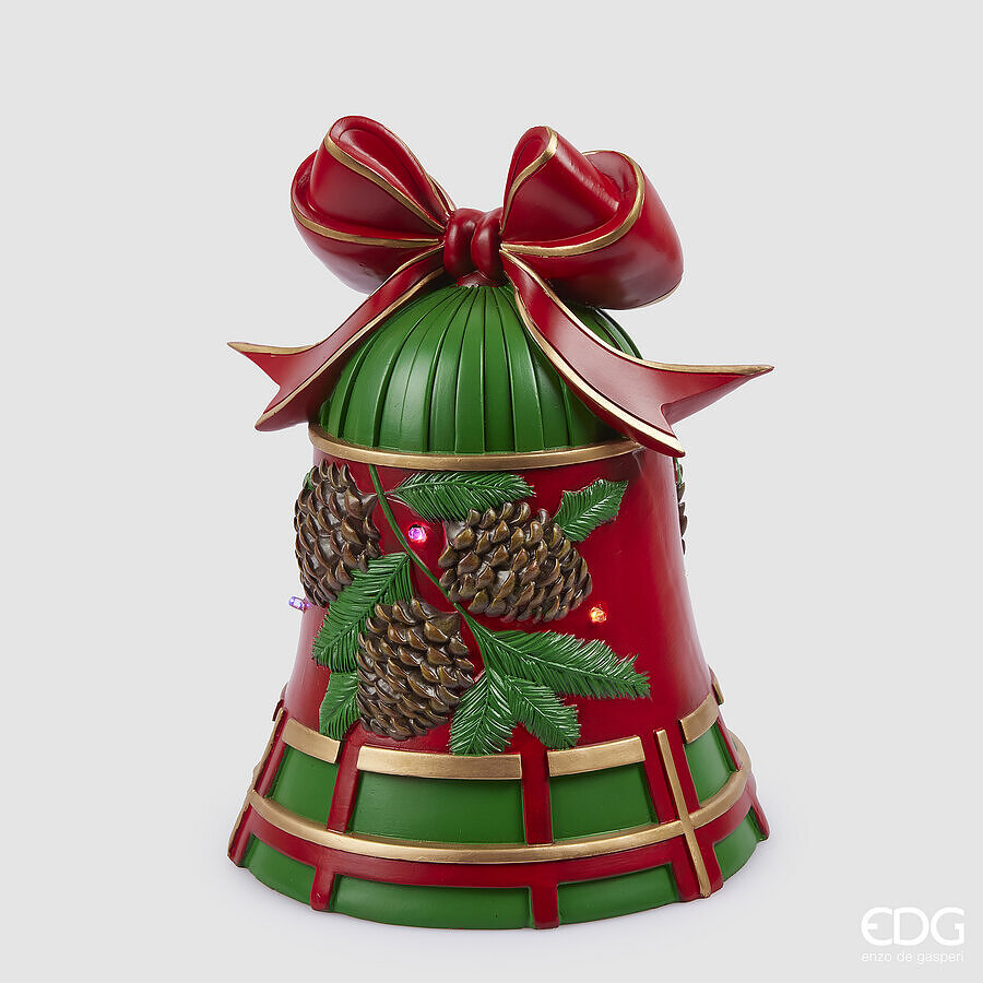 Décoration de Noël EDG Enzo De Gasperi Cloche MiniLed H 33 cm P 25 cm Vert Rouge