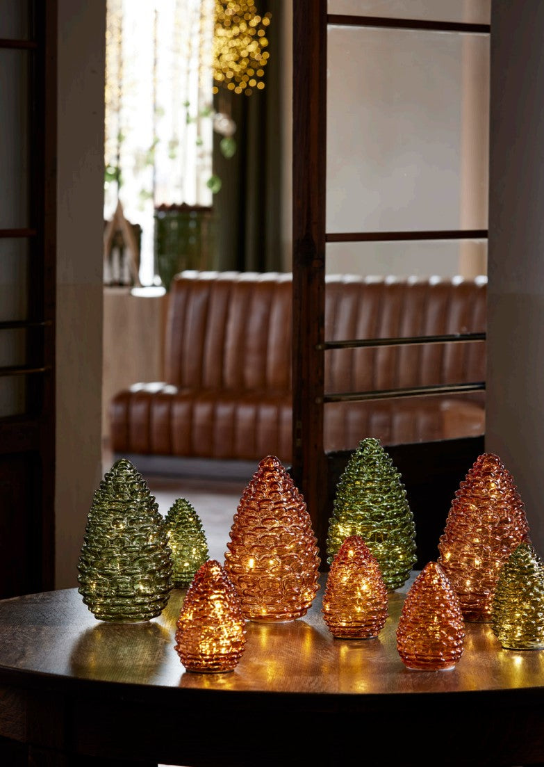 Décoration de Noël EDG Enzo De Gasperi Pomme de pin LED H 25 cm P 15 cm Vert foncé