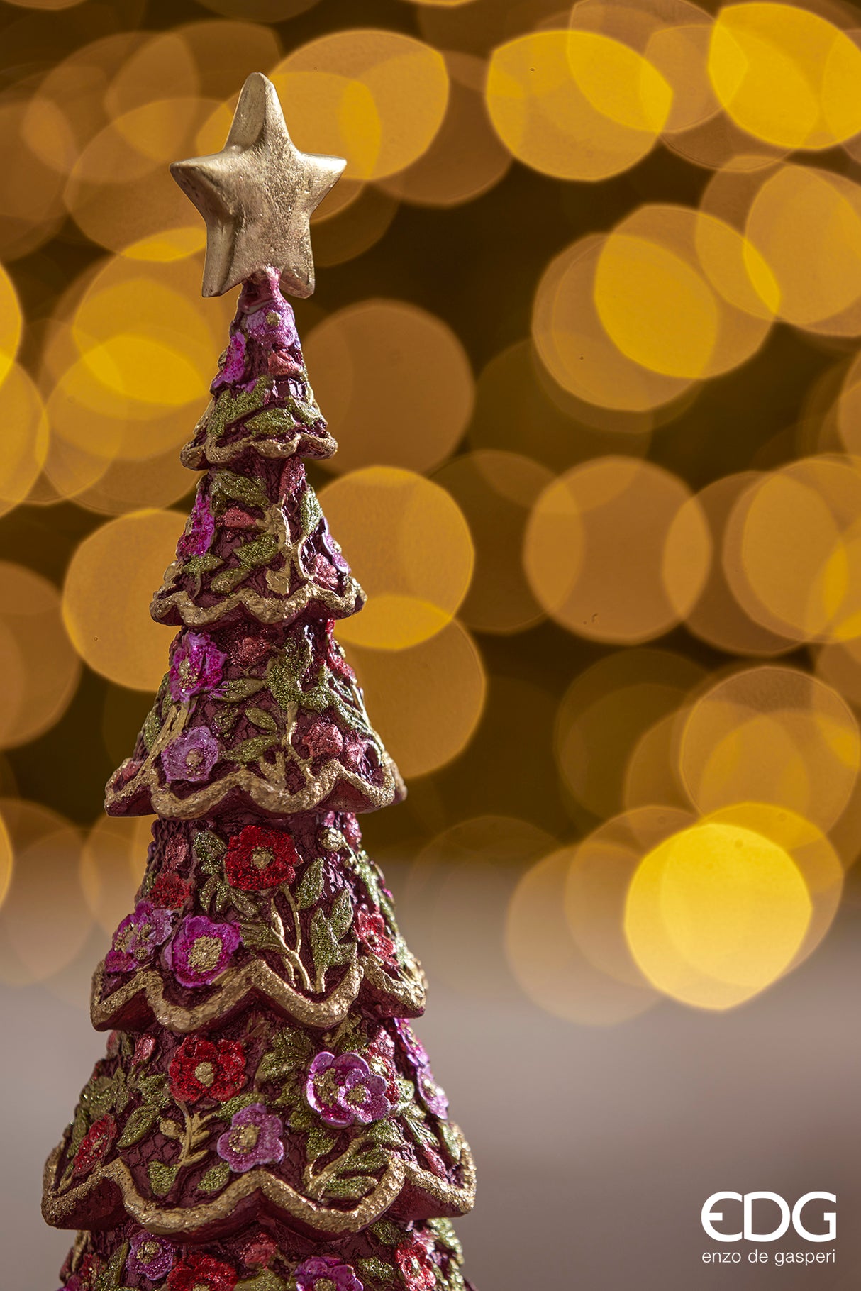 Décoration de Noël EDG Enzo De Gasperi DecoGlitter Pin H 33 cm P 14 cm Bordeaux