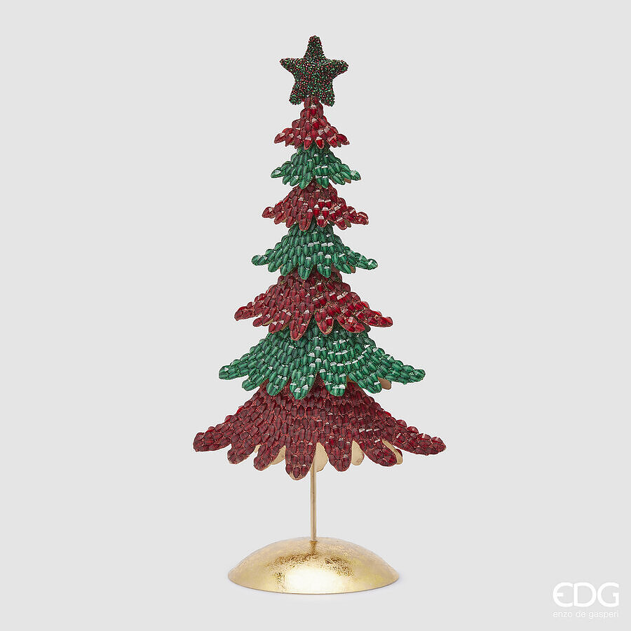 Décoration de Noël EDG Enzo De Gasperi Perles Pin H 50 Cm L 23 Cm L 8 Cm Vert Rouge