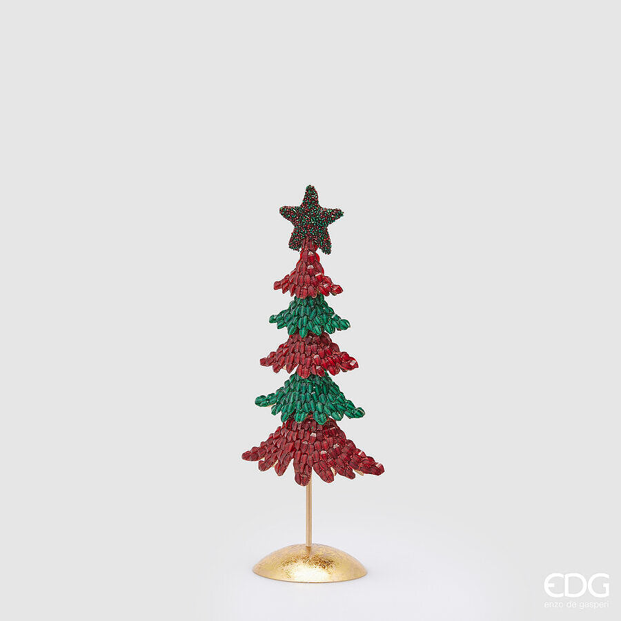 Décoration de Noël EDG Enzo De Gasperi Perles Pin H 37 Cm L 15 Cm L 8 Cm Vert Rouge