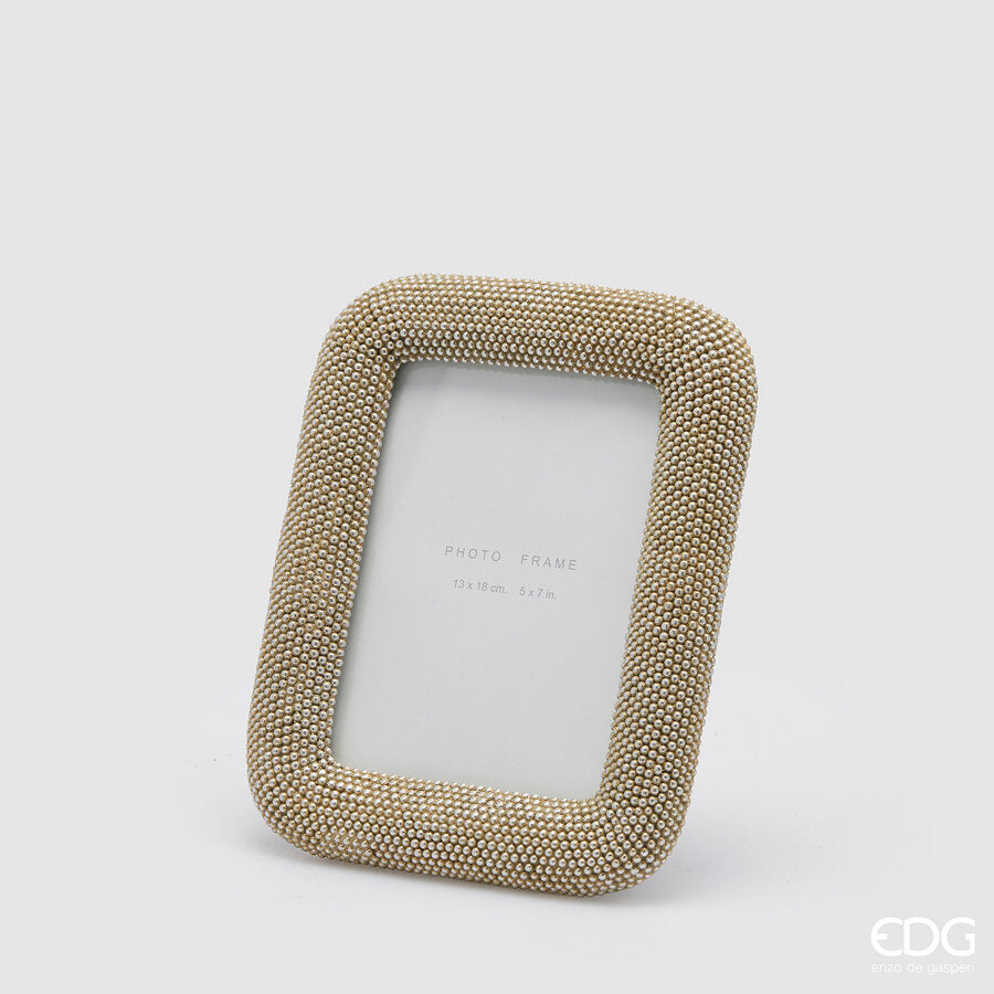 Cadre photo rectangulaire en perles EDG Enzo De Gasperi H 24 cm L 19 cm Platine
