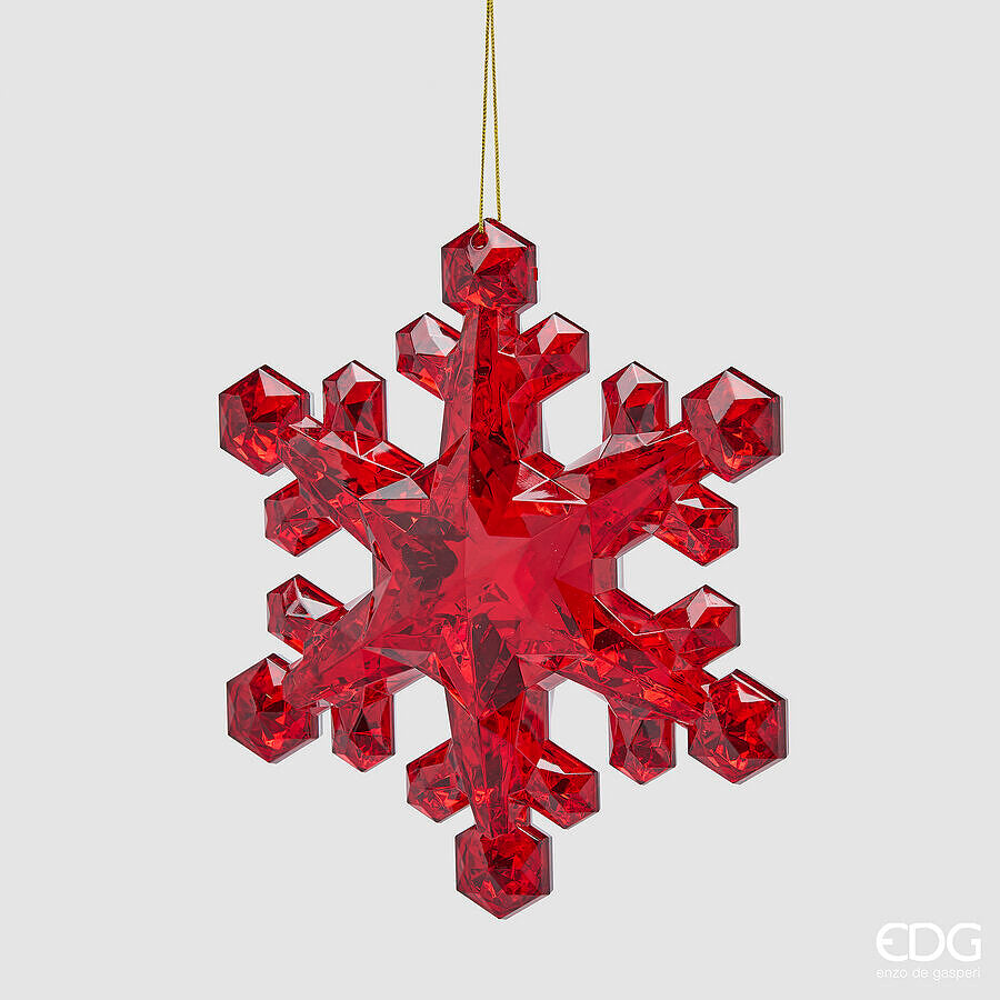 EDG Enzo De Gasperi Décoration Flocon de Neige à Suspendre Rouge H23,5 cm – Décoration de Noël
