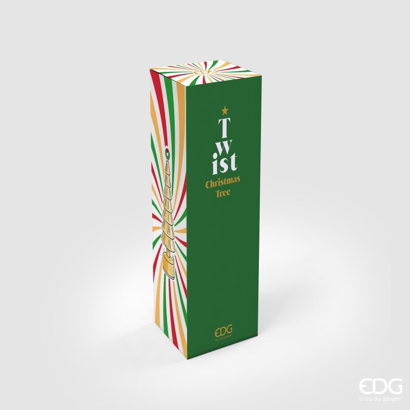 EDG Enzo De Gasperi Pino Twist Gold avec MicroLED et Mouvement H42 Ø11 cm – Décoration de Noël