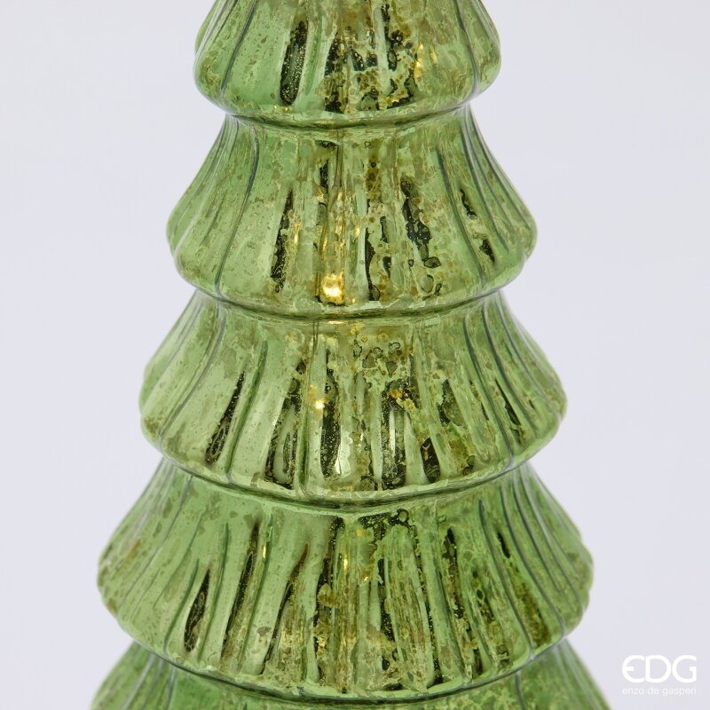 EDG Enzo De Gasperi Pino Twist Green avec MicroLED et Mouvement H32 Ø9 cm – Décoration de Noël