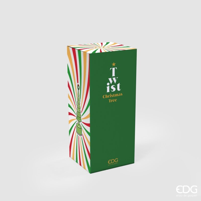 EDG Enzo De Gasperi Pino Twist Green avec MicroLED et Mouvement H32 Ø9 cm – Décoration de Noël