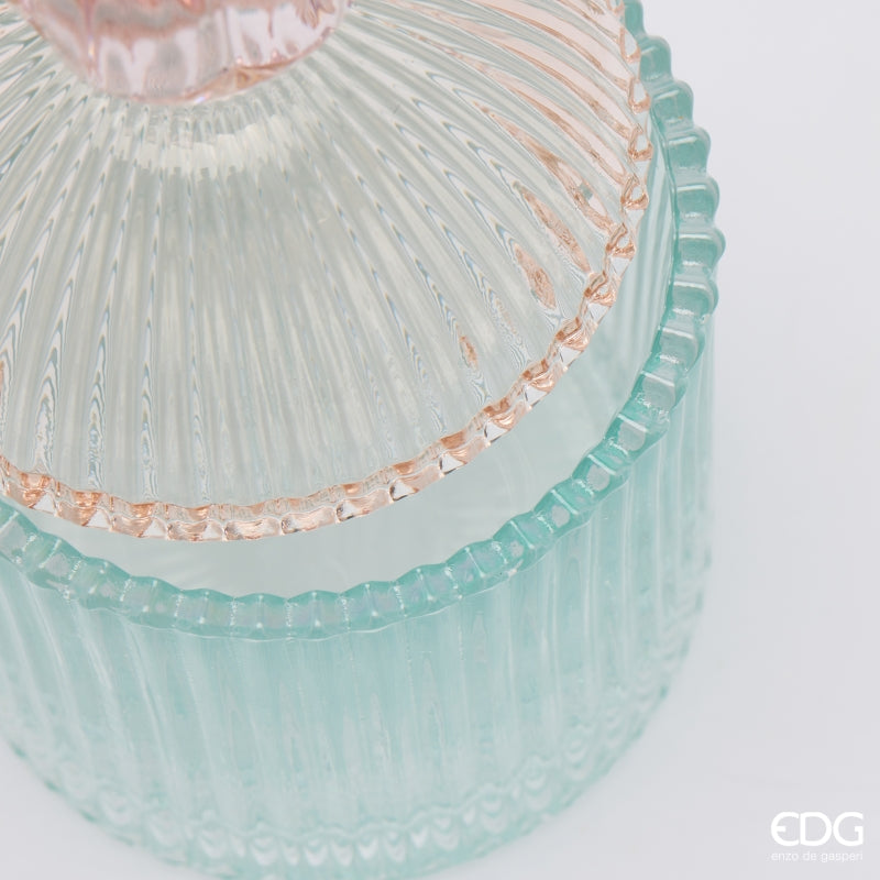 EDG Enzo De Gasperi Boîte de Rangement Décorateur à Rayures Pink Mix H18,5 Ø10,5 cm – Décoration de Noël