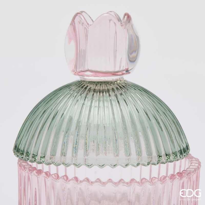 EDG Enzo De Gasperi Boîte Décorative Rayures Green Pink H14 Ø10,5 cm – Décoration Noël