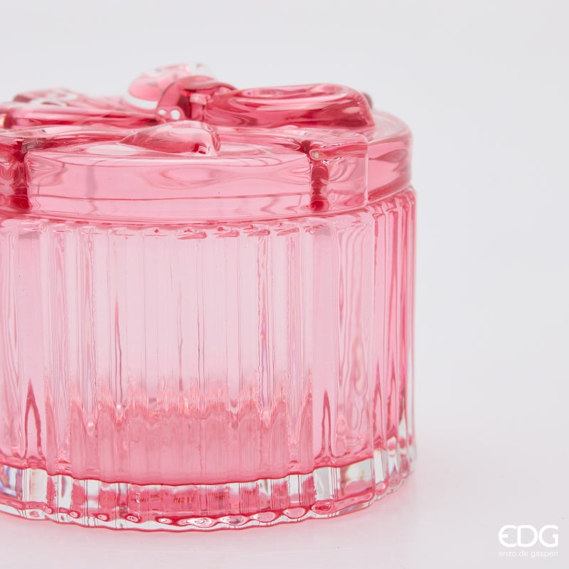 EDG Enzo De Gasperi Contenitore Decorativo Pacco Regalo Rotondo Pink H6 Ø8 cm – Decorazione di Natale