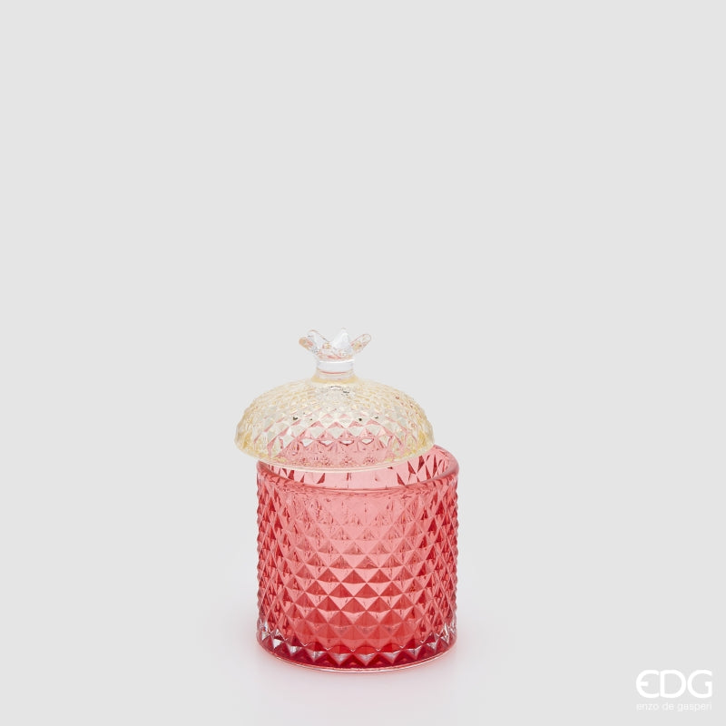 EDG Enzo De Gasperi Contenitore Decorativo Rotondo a Rombi H13 Ø8,5 cm Rosso – Decorazione di Natale