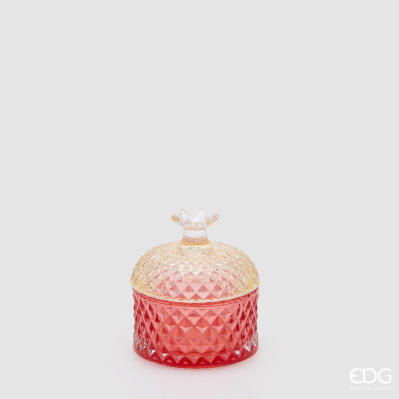 EDG Enzo De Gasperi Contenitore Decorativo Rotondo a Rombi H9,5 Ø8,5 cm Rosso – Decorazione di Natale