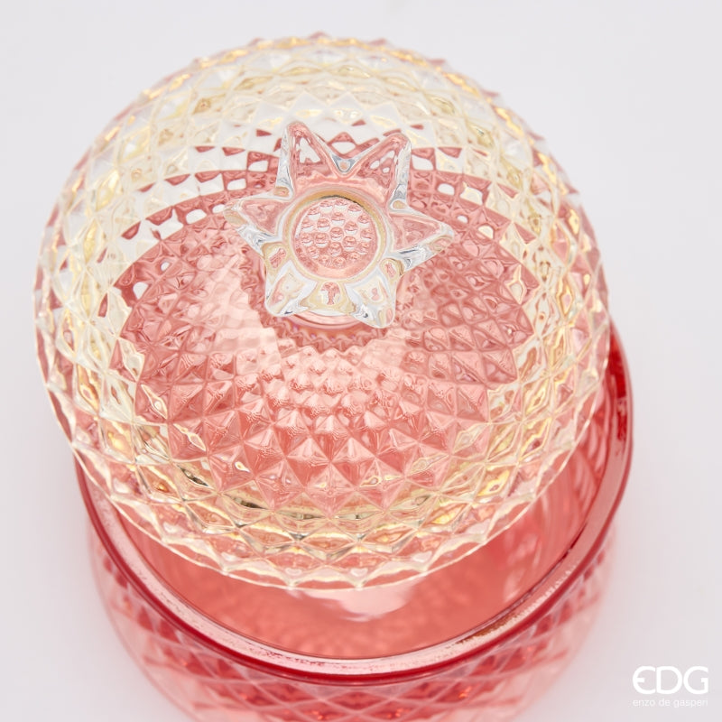 EDG Enzo De Gasperi Contenitore Decorativo Rotondo a Rombi H9,5 Ø8,5 cm Rosso – Decorazione di Natale