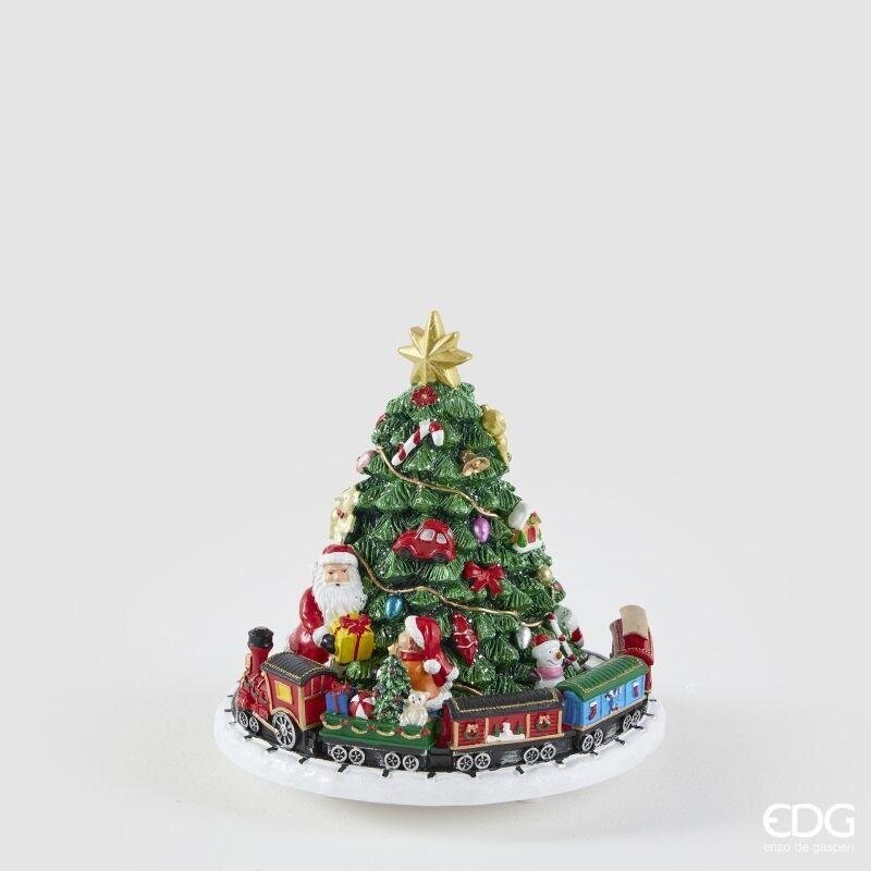 EDG Enzo De Gasperi Carillon Natalizio Trenino con Pino H17 Ø15,5 cm Verde – Decorazione di Natale