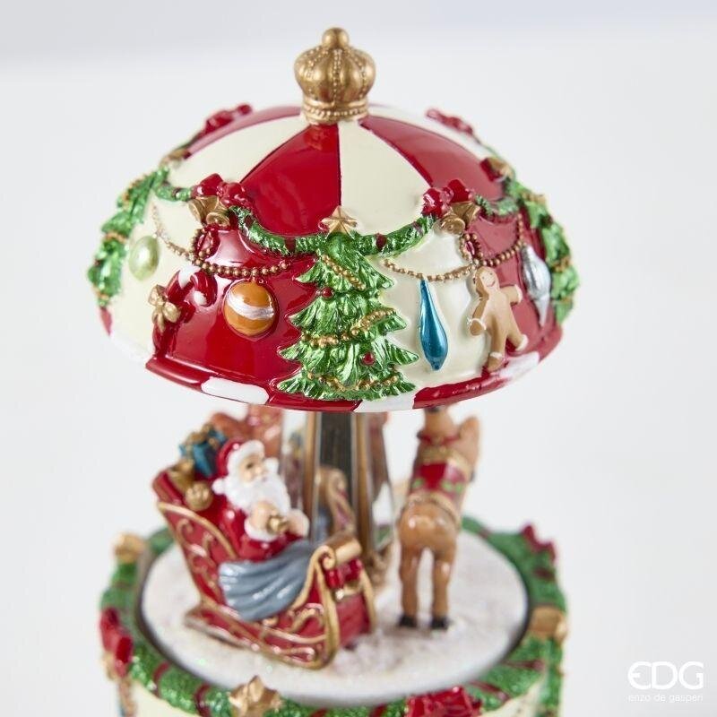 EDG Enzo De Gasperi Carillon Père Noël avec Traîneau H17 Ø8,5 cm Vert Rouge – Décoration de Noël