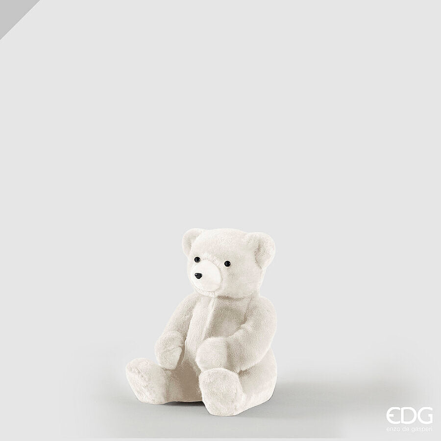 EDG Enzo De Gasperi Décoration Ours avec Cadeau White 25x21xH30 cm – Décoration de Noël