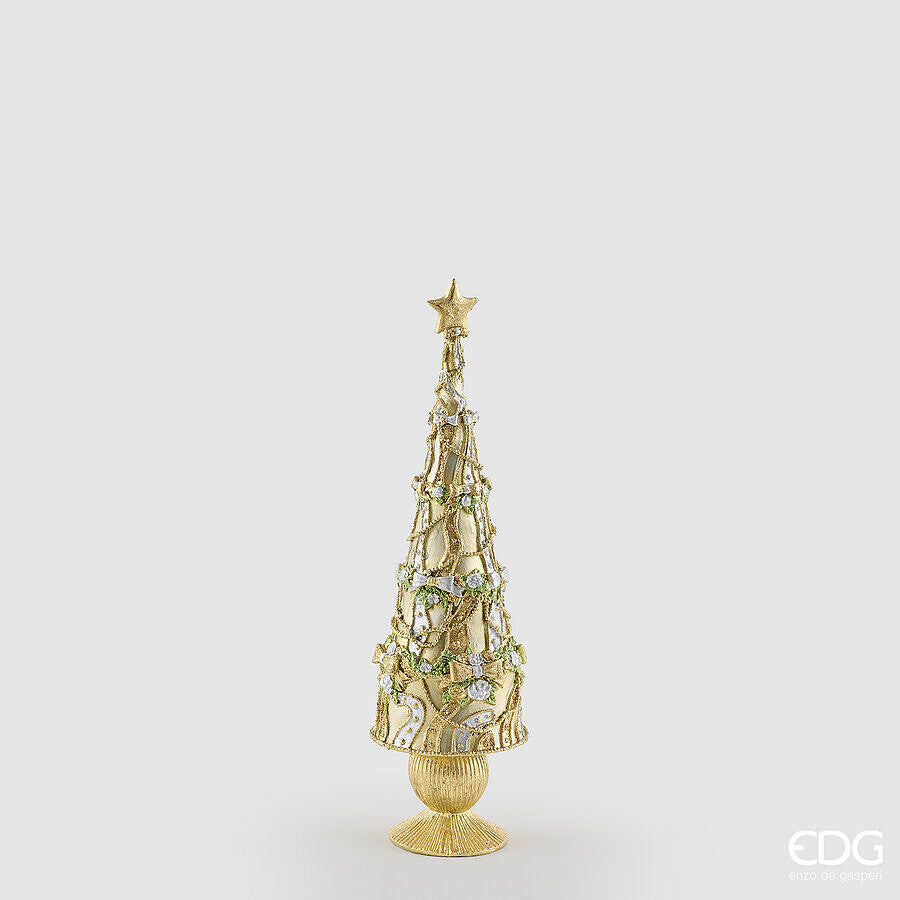 EDG Enzo De Gasperi Pino Decoglitter Silver Gold H36 Ø11 cm – Décoration de Noël