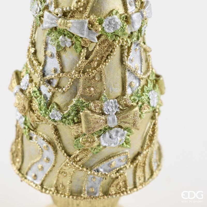 EDG Enzo De Gasperi Pino Decoglitter Silver Gold H36 Ø11 cm – Décoration de Noël