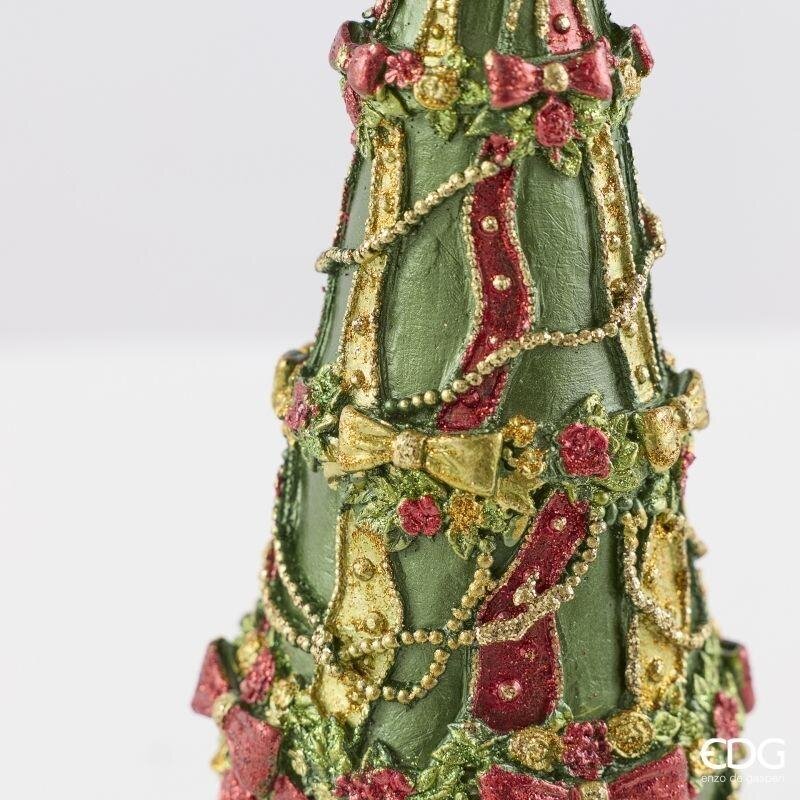 EDG Enzo De Gasperi Pino Decoglitter Verde Rosso H36 Ø11 cm – Décoration de Noël
