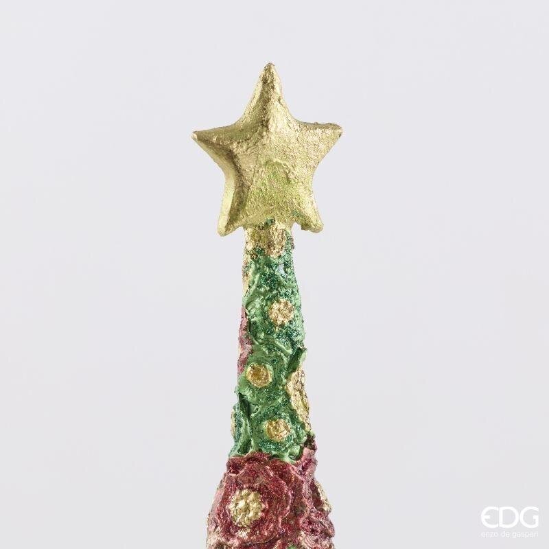 EDG Enzo De Gasperi Pino Decoglitter Green Red H47 Ø14 cm – Décoration de Noël