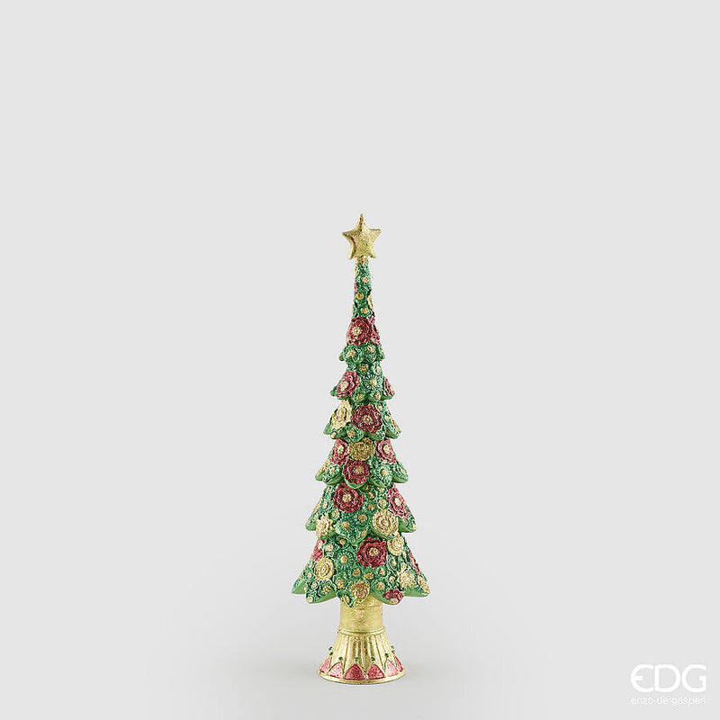 EDG Enzo De Gasperi Pino Decoglitter Verde Rosso H36 Ø11 cm – Décoration de Noël