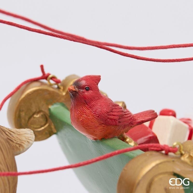 EDG Enzo De Gasperi Décoration Père Noël sur Traîneau Green Red avec LED 44x15xH28 cm – Décoration de Noël
