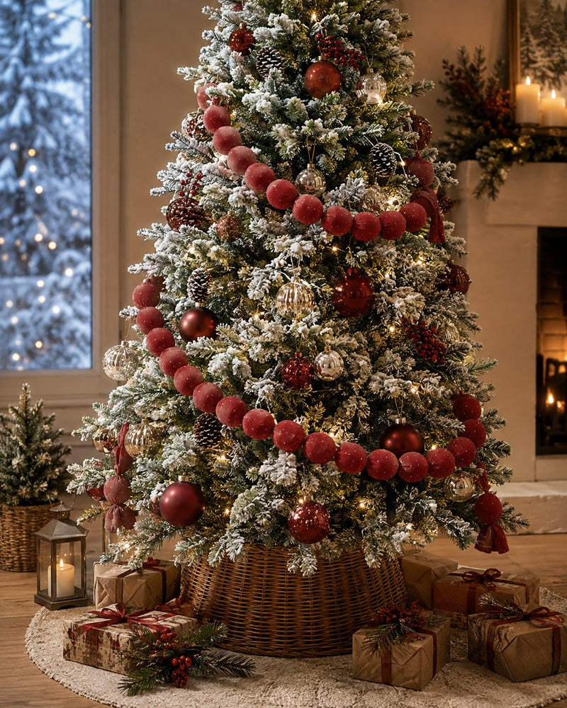 EDG Enzo De Gasperi Festone Natalizio con Palle Brillanti Rosse L180 cm Ø6 cm – Decorazione di Natale