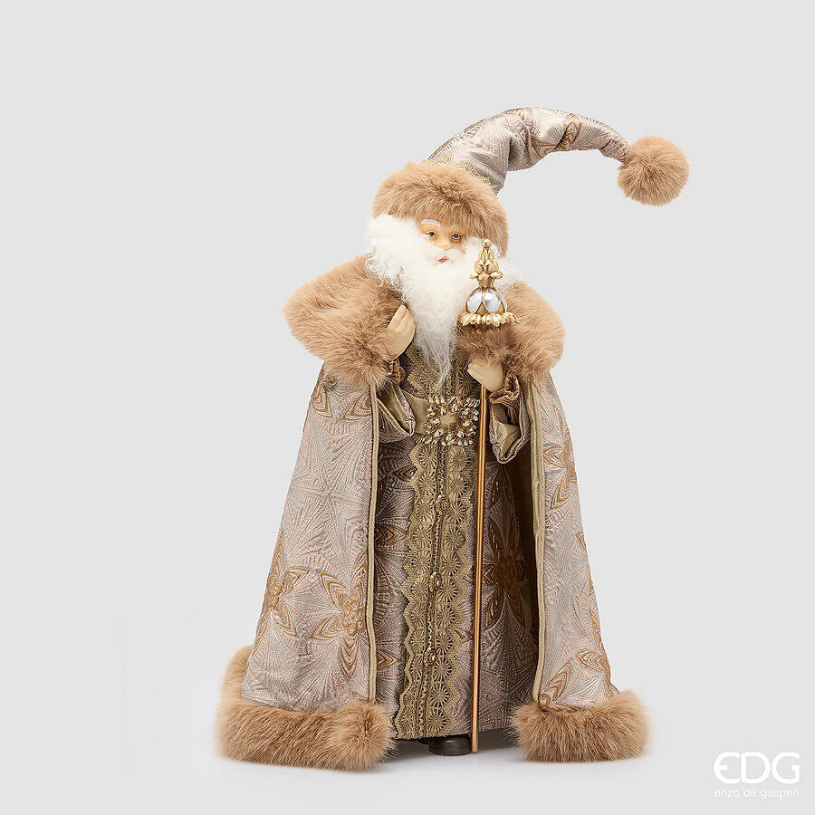 EDG Enzo De Gasperi Babbo Natale con Mantello Platino H77 cm in Poliresina – Decorazione Natalizia