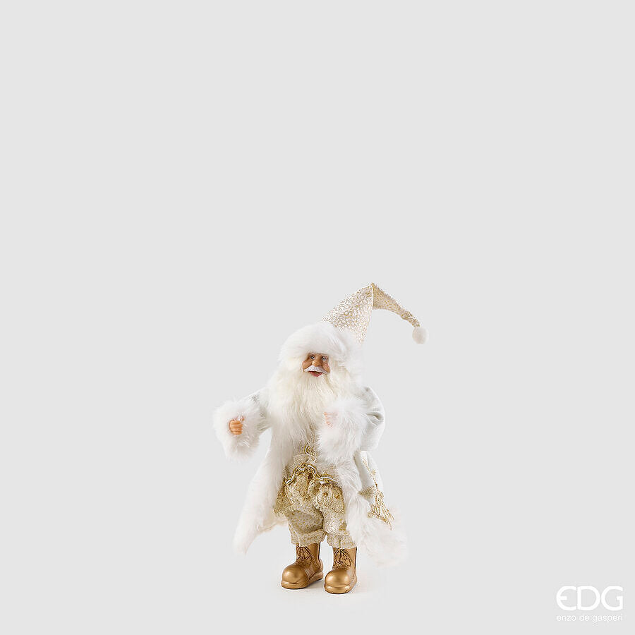 EDG Enzo De Gasperi Décoration Père Noël White Gold H31 cm – Décoration de Noël