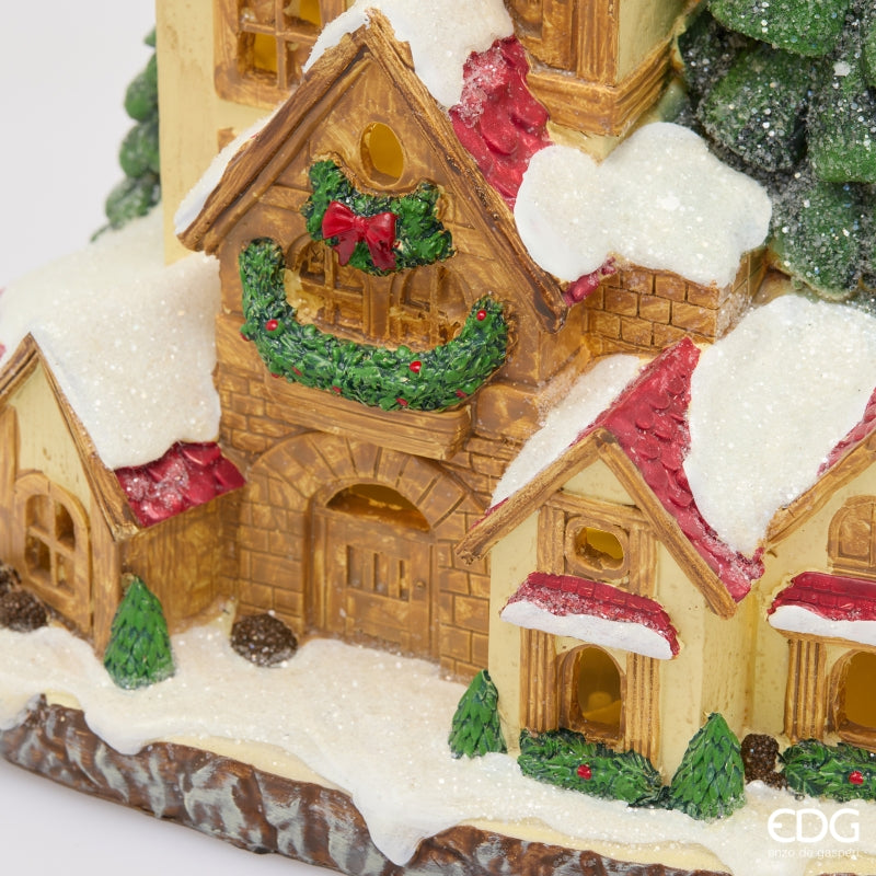 EDG Enzo De Gasperi Décoration Maison Coucou avec LED Marron 26x17xH28 cm – Décoration de Noël
